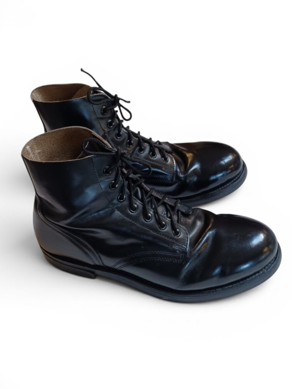Vintage 90's  Military Issue Black Leather Boots 8.5E  Oil Resistant Rubber Sole - Picture 3 of 16